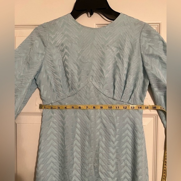 ❤️sale Vintage 60’s party dress baby blue w/metallic sheen semi bell sleeve sz S - Picture 5 of 11